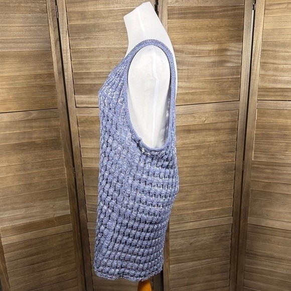 Free People FP Beach Blue Crochet Knit Oversized Scoop Back Tank Top XL - Picture 4 of 8